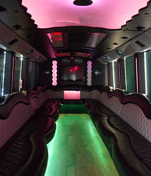 comfortable limo bus seating